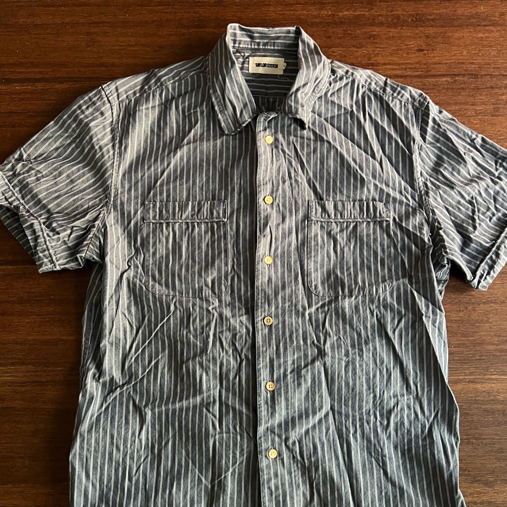 Taylor Stitch Blue Striped Casual Button Down Shirt